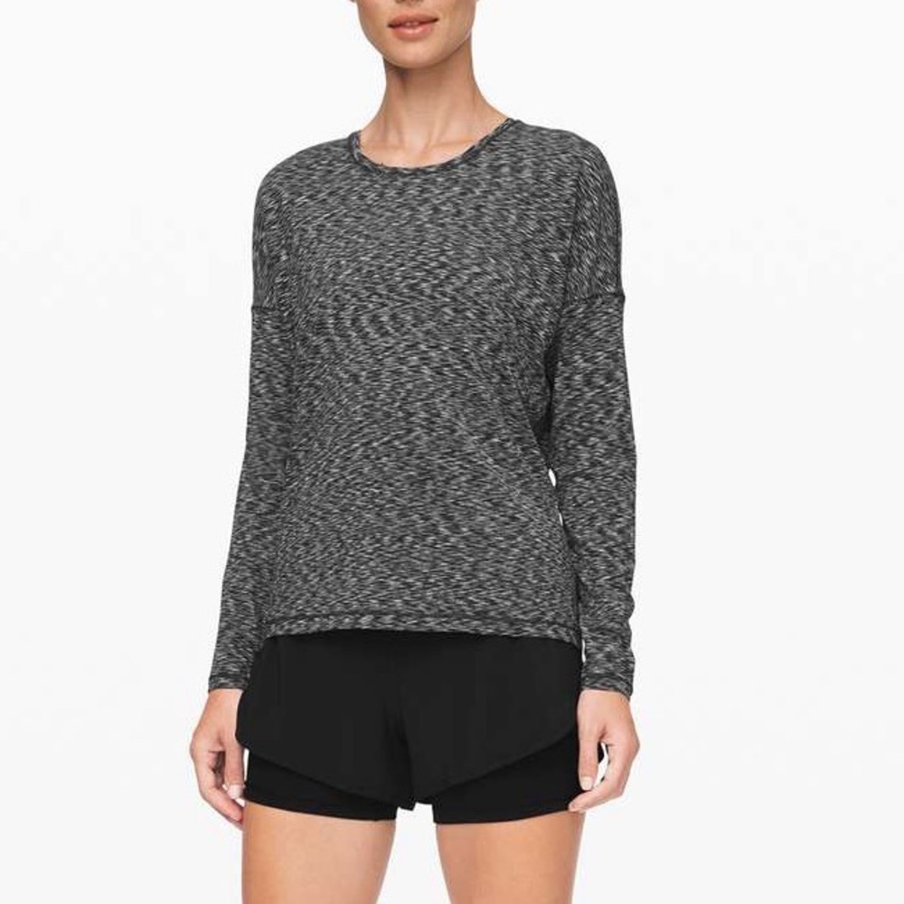 Lululemon Get Set Long Sleeve Spaced Out Space Dye Black White size 4 READ